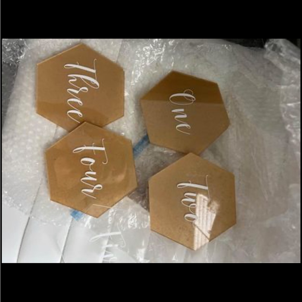 Hexagon Wedding Table Numbers - Picture 4 of 5
